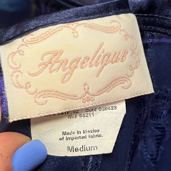 Vintage Angelique Purple & Blue Sheer Chiffon Floral Negligee Lingerie Slip Dres - Picture 2 of 16